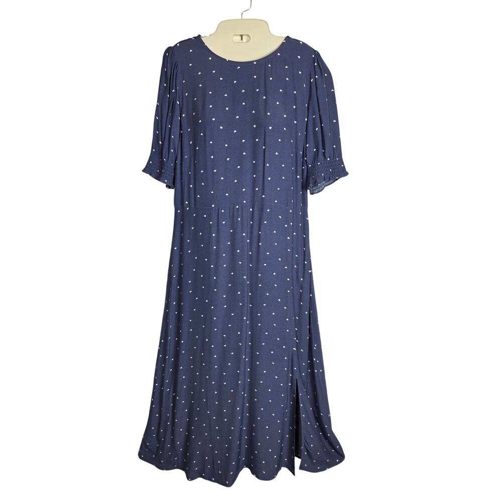 LOFT Blue White Abstract Dot Midi Dress 10 NWT Short Sleeve Work Casual New